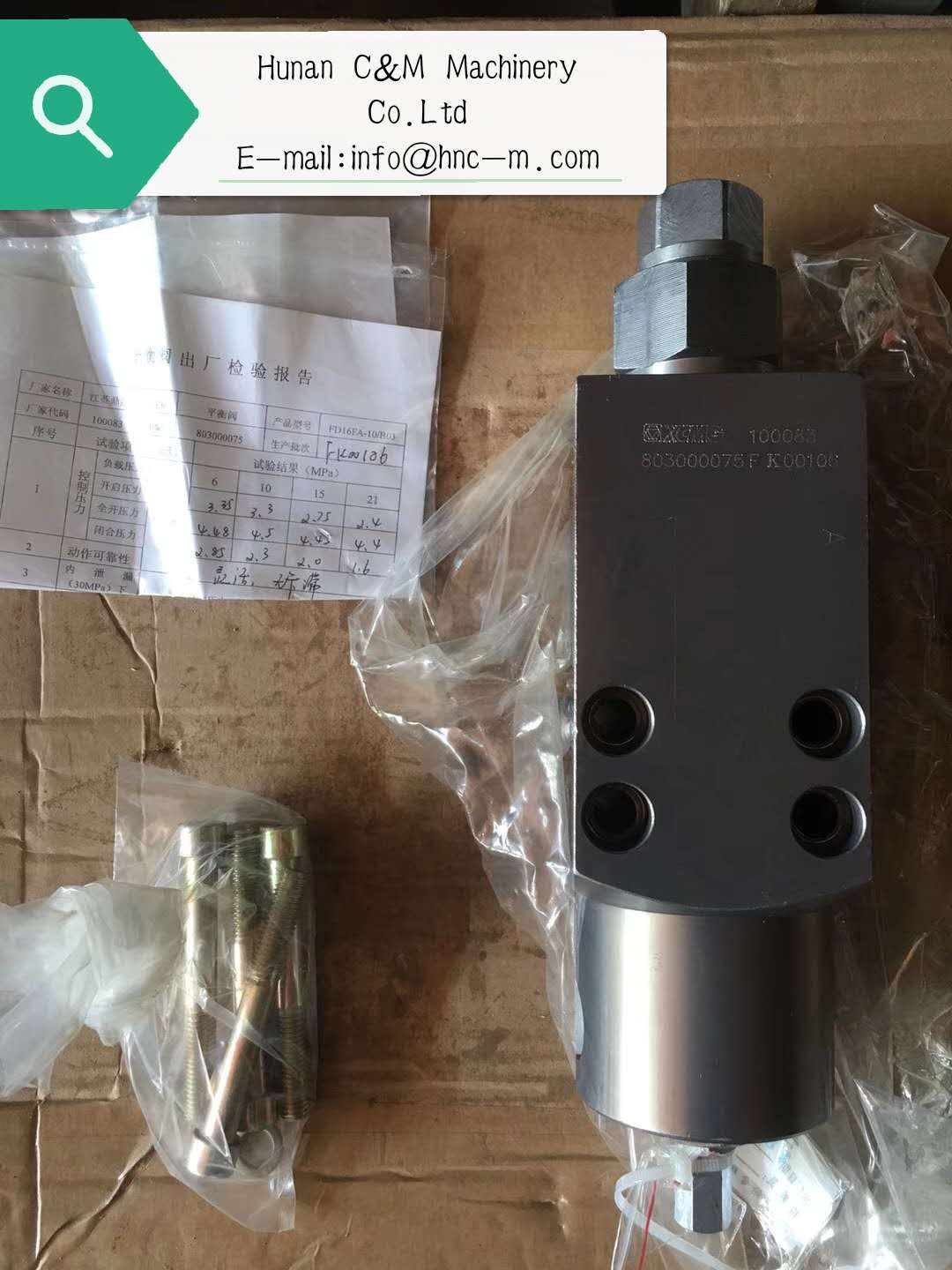 XCMG truck crane balance valve 803000075F