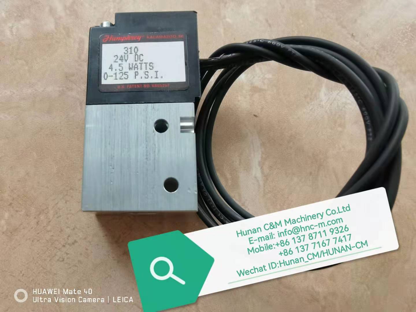 ZOOMLION mobile crane chassis air solenoid valve solenoid coil humphrey 6405757 24V DC 4.5 WATTS 0-125 PSI 1070500027 