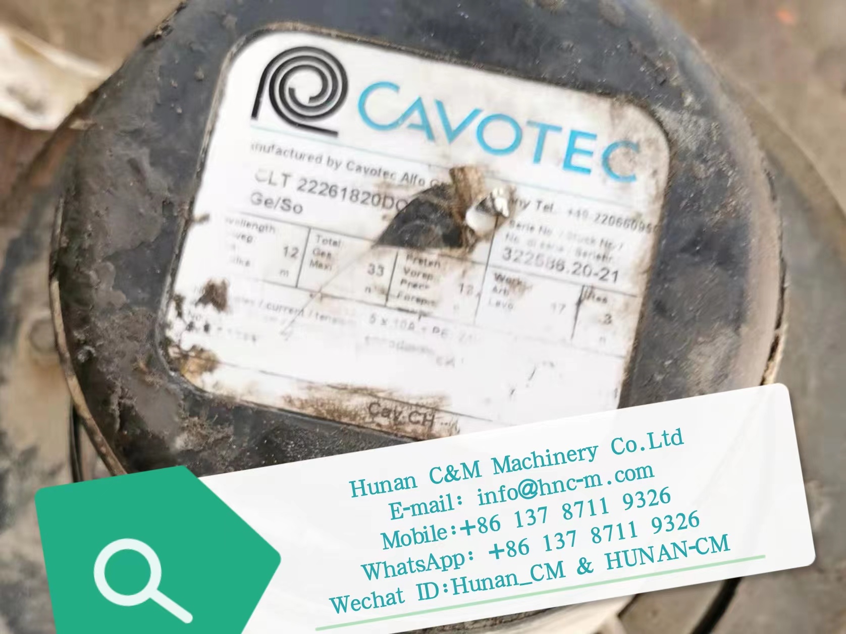 ZOOMLION truck crane CAVOTEC Cable drum  CLT 22300810BC 22261820DC Reeling cable 
